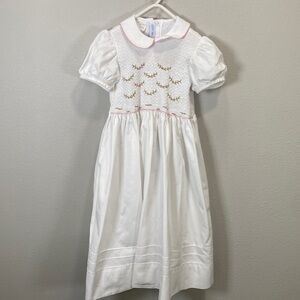 Vive la Fete smocked white dress with pink